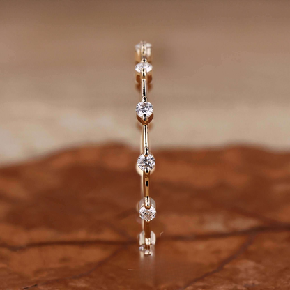 Floating Bubble Diamond Wedding Band, Round Lab Grown Diamond Band