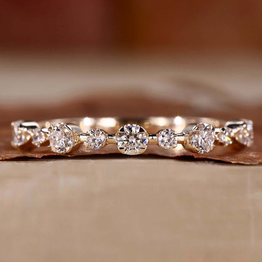 Round Lab-Grown Diamond Wedding Band – Floating Bubble Eternity Ring for Women