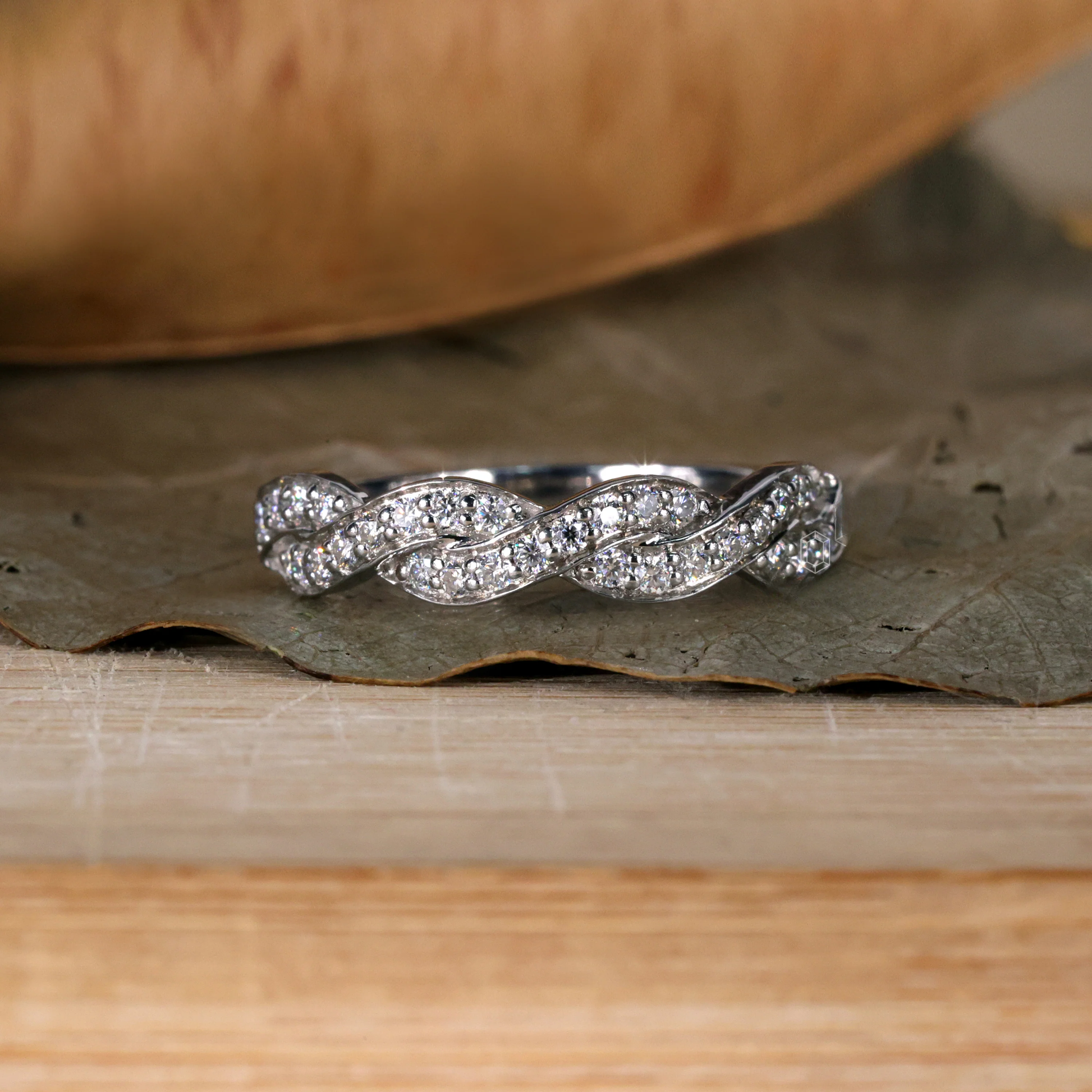 Infinity Twisted Pave Set EF/VVS Lab Created Diamond Band, Round Brilliant Cut Eternity Wedding Band