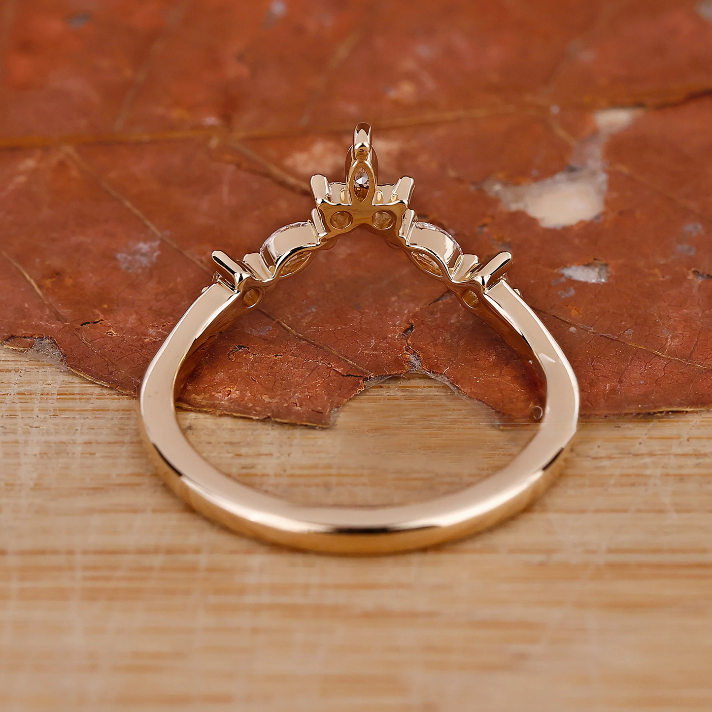 Marquise And Round Wedding Band - Tiara band