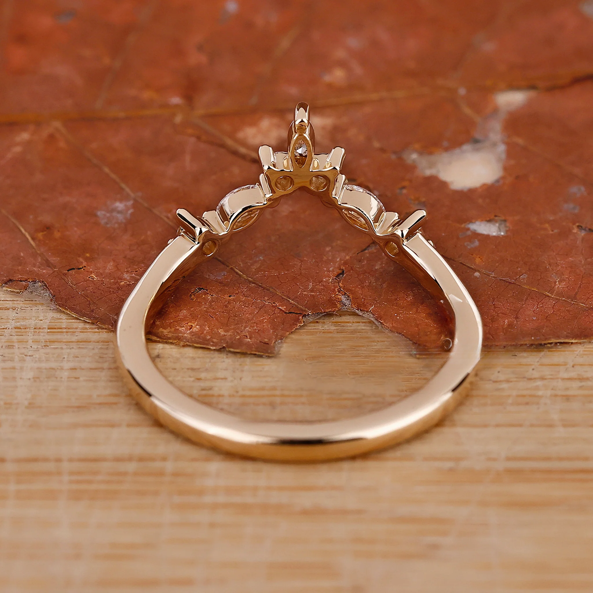 Marquise And Round Wedding Band - Tiara band