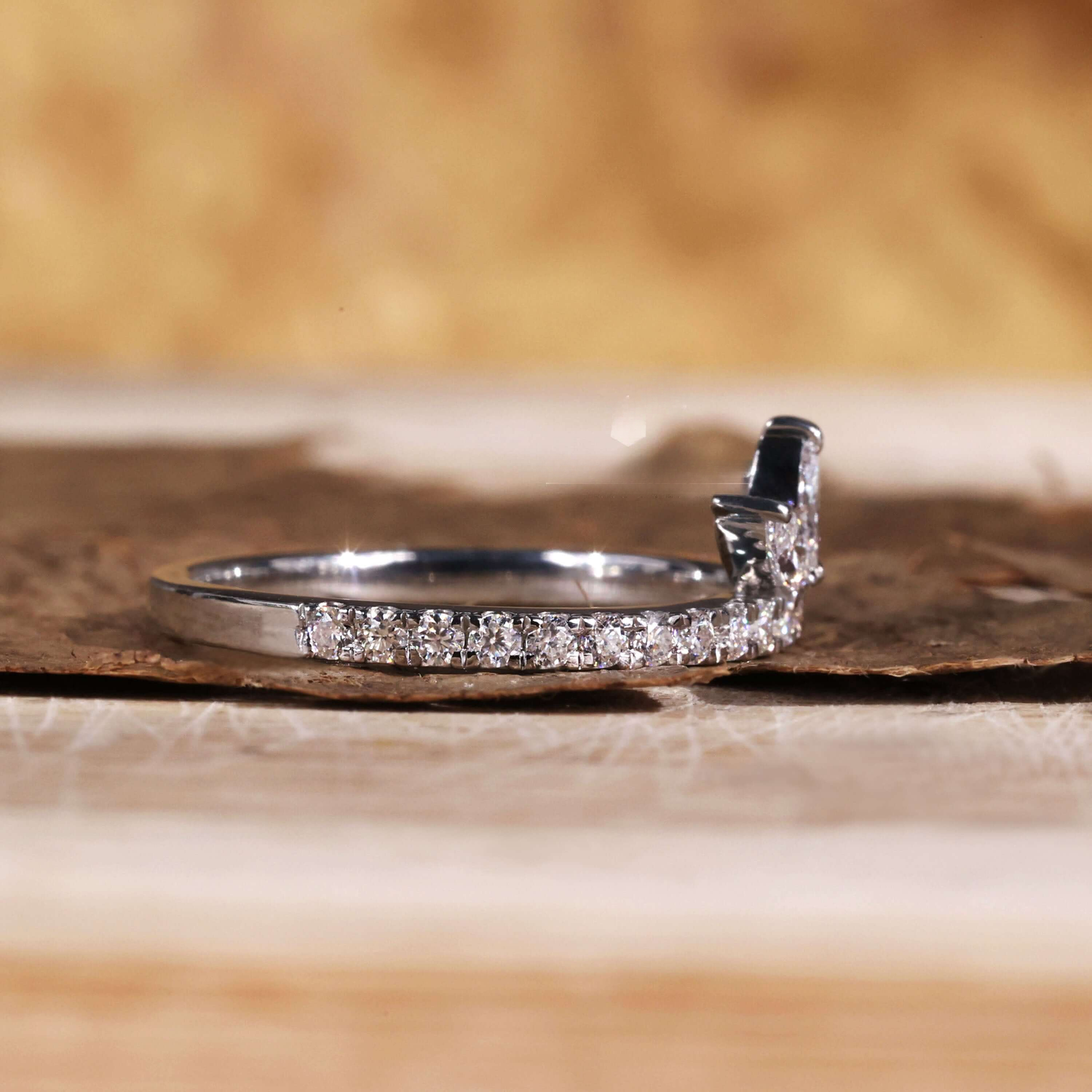 Marquise Shaped Lab-Created Diamond Ring – Tiara Style Wedding Band