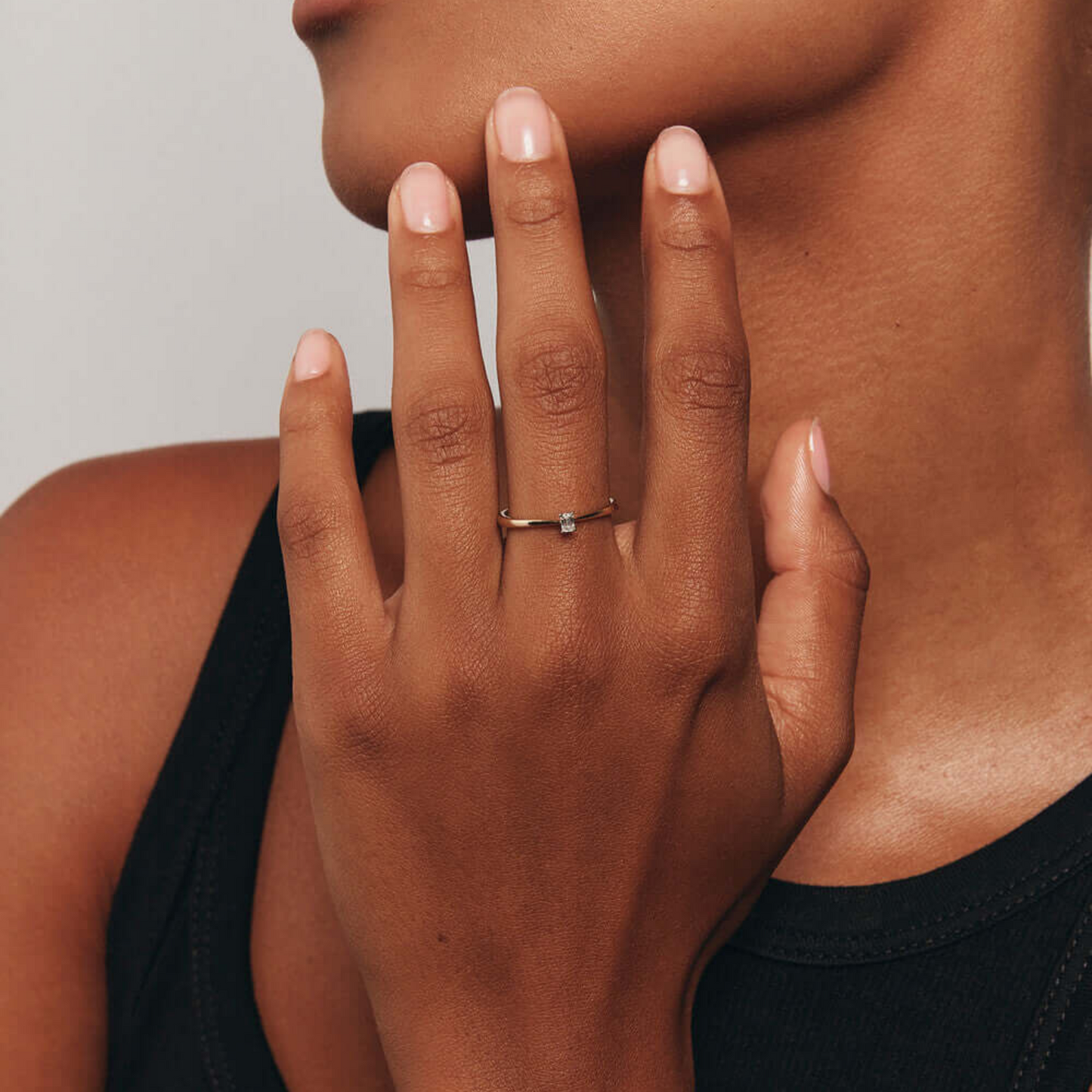 Oval Cut Diamond Solitaire Promise Ring in 14kt Yellow and White Gold