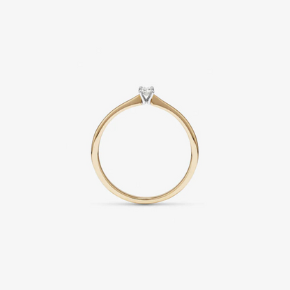 Oval Cut Diamond Solitaire Promise Ring in 14kt Yellow and White Gold