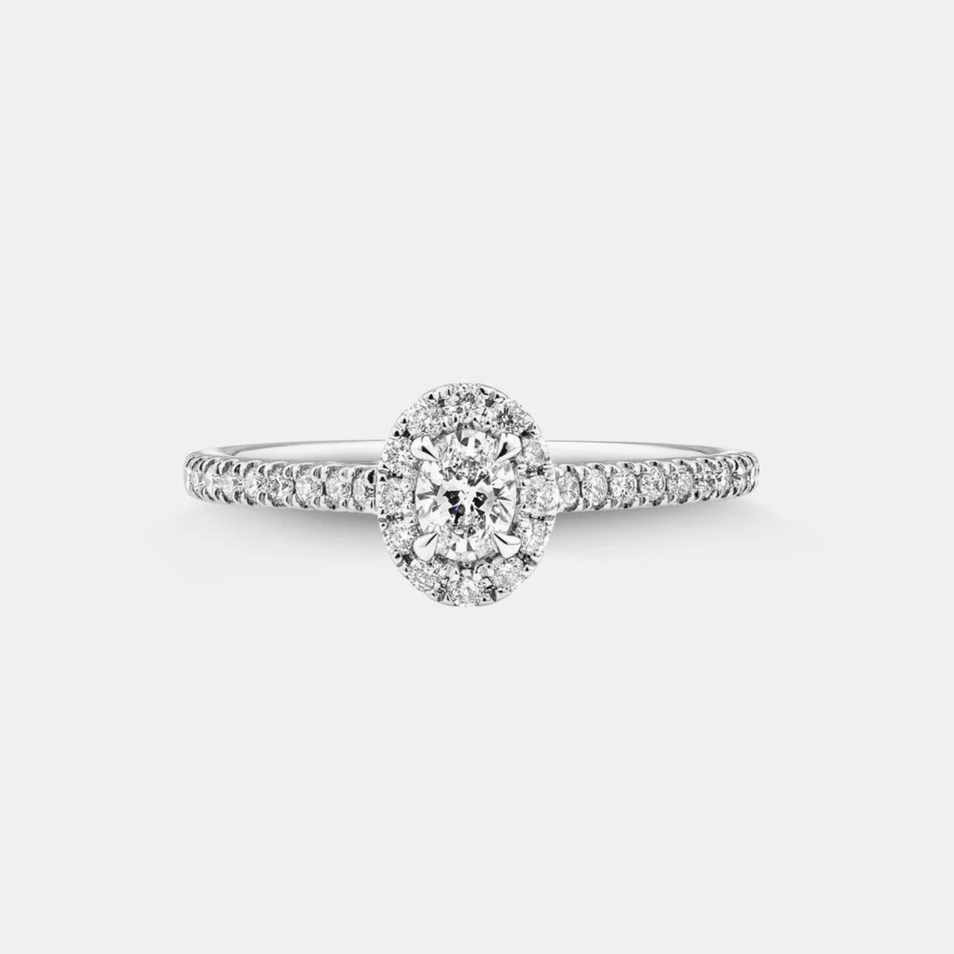 Oval Halo Ring with 0.50 Carat TW of Diamonds in 14kt White Gold