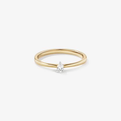 Pear Cut Diamond Solitaire Promise Ring in 14kt Yellow and White Gold