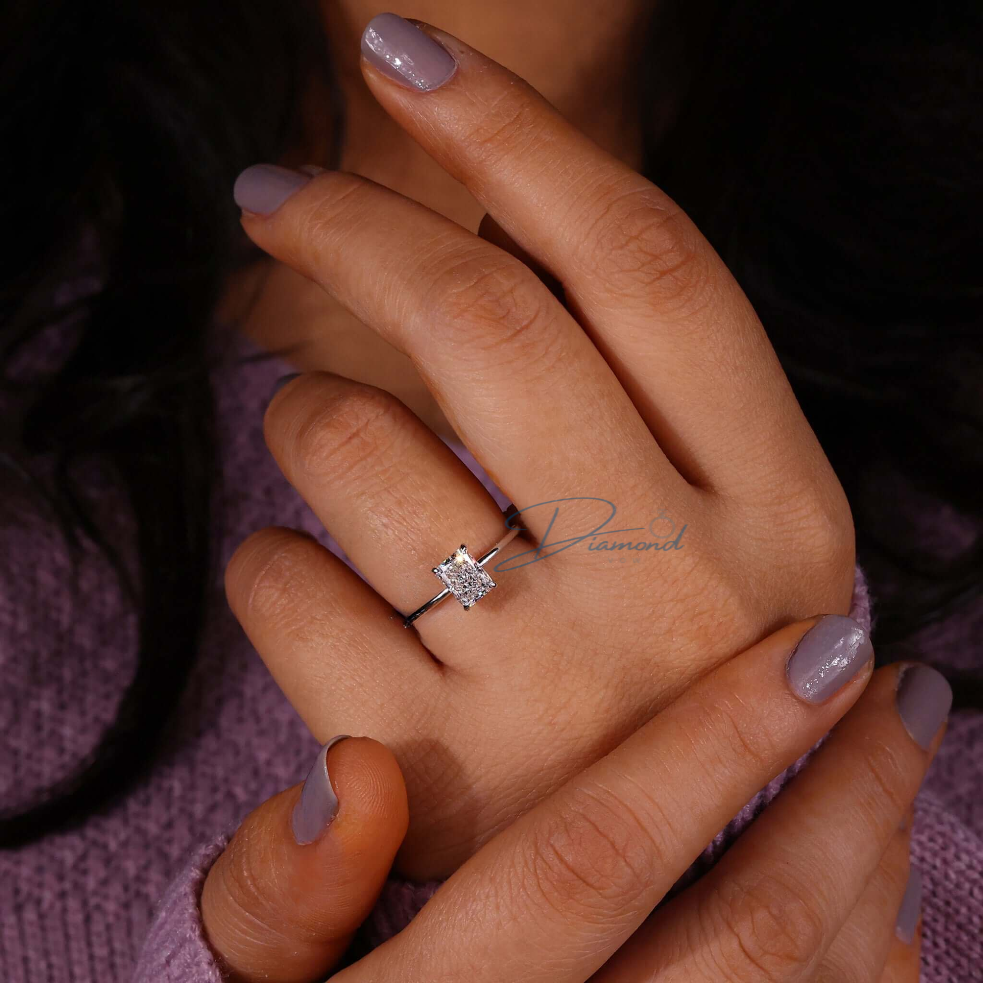 Radiant Cut Lab Grown Diamond Solitaire Engagement Ring