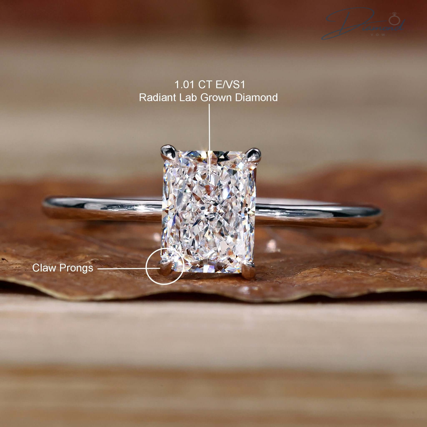 Radiant Cut Lab Grown Diamond Solitaire Engagement Ring