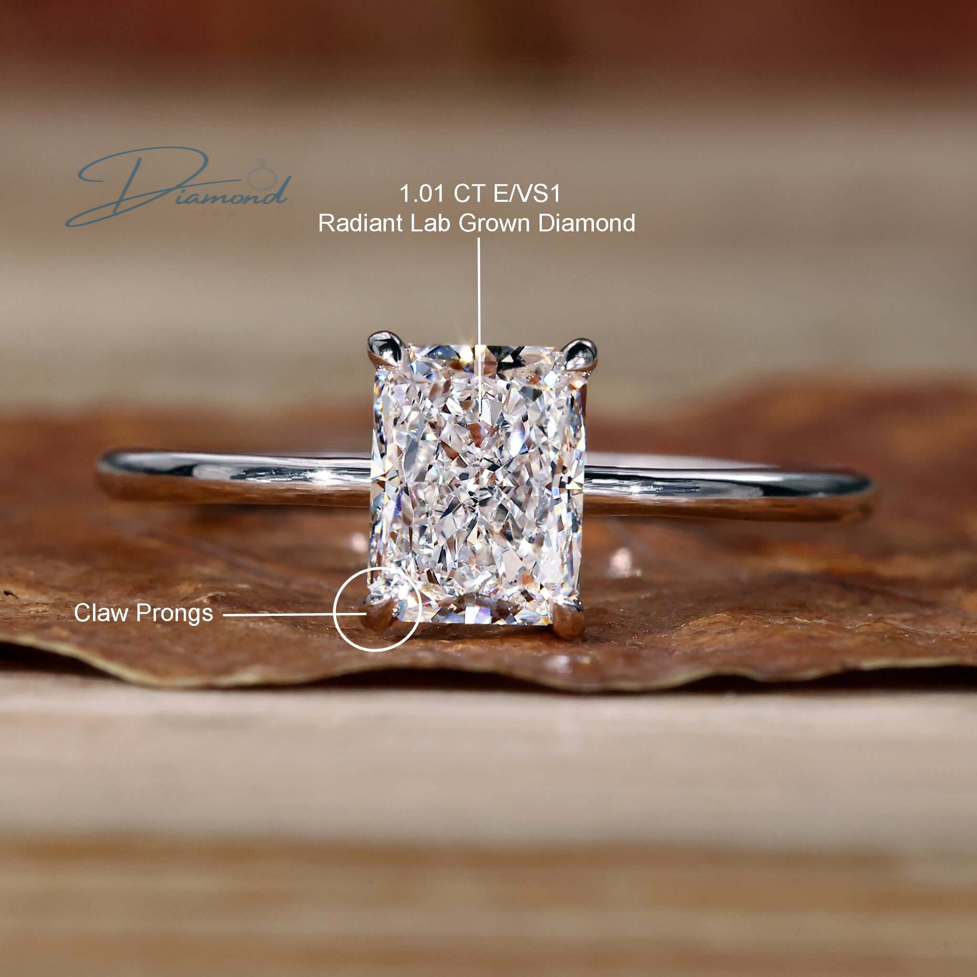Radiant Cut Lab Grown Diamond Solitaire Engagement Ring
