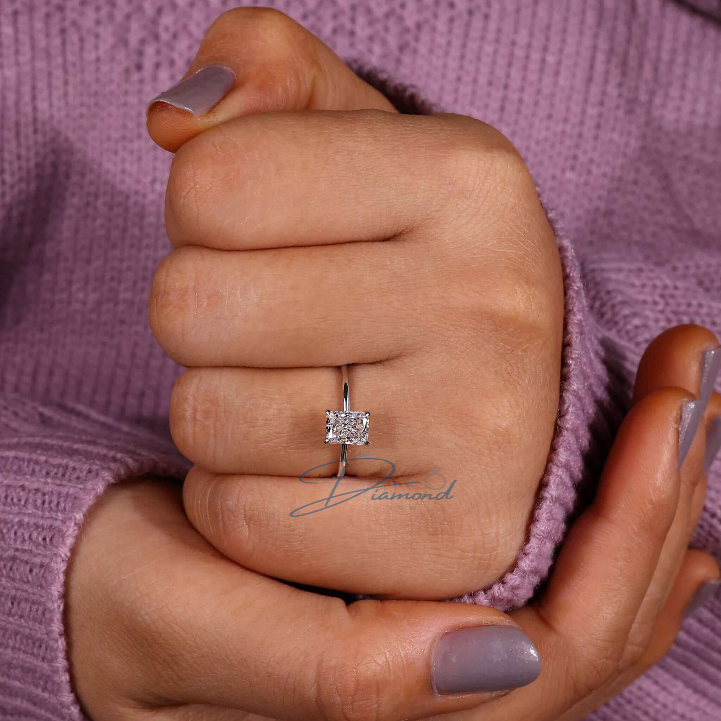 Radiant Cut Lab Grown Diamond Solitaire Engagement Ring