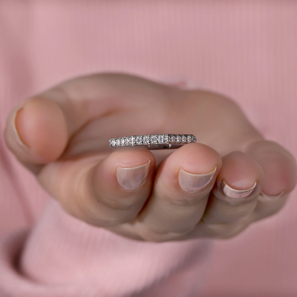 Round Brilliant Cut Lab Grown Diamond Wedding Band, Octagon Shape Band, Stackable Matching Band