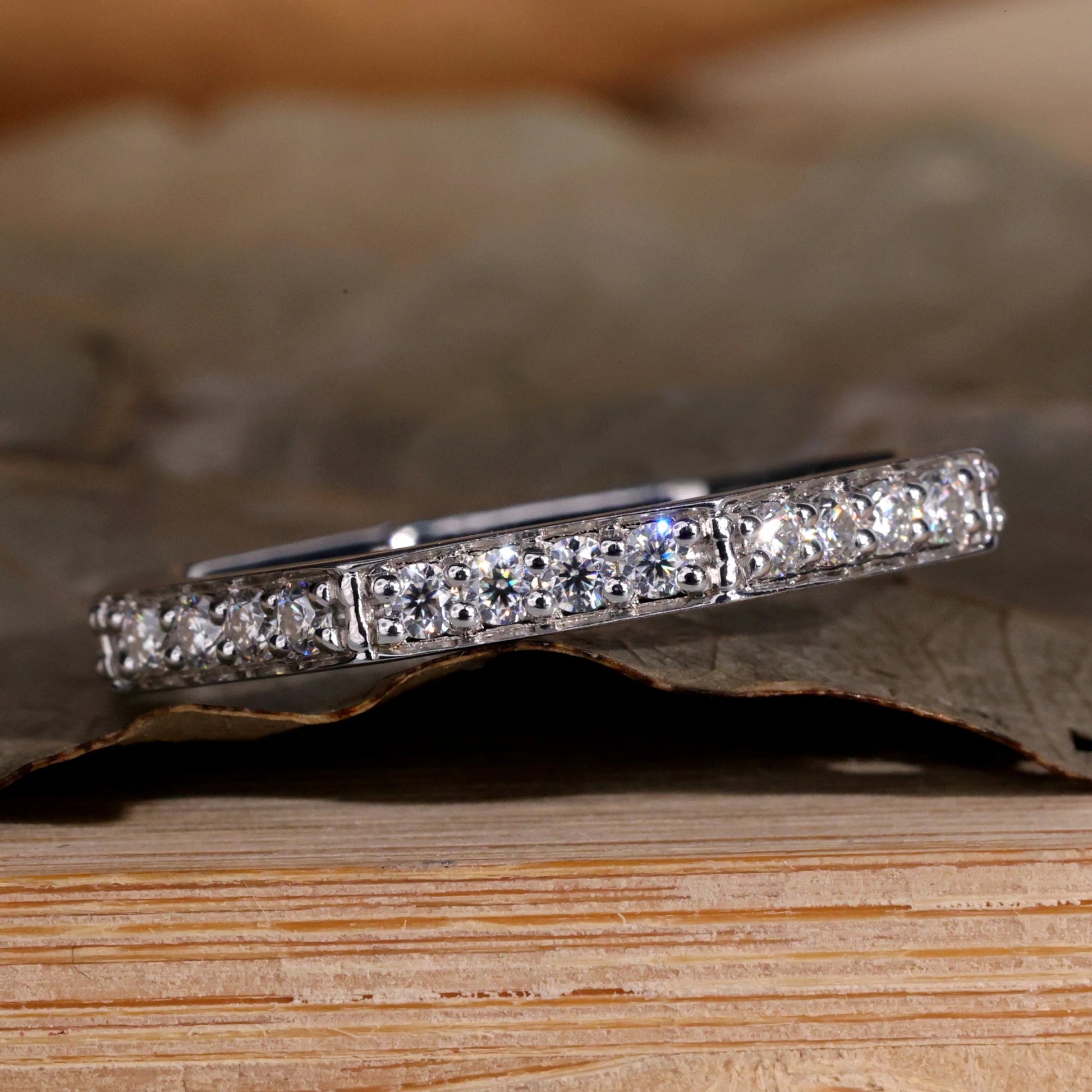 Round Brilliant Cut Lab Grown Diamond Wedding Band, Octagon Shape Band, Stackable Matching Band