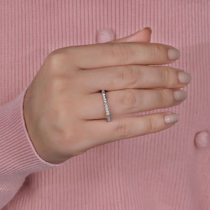 Round Brilliant Cut Lab Grown Diamond Wedding Band, Octagon Shape Band, Stackable Matching Band