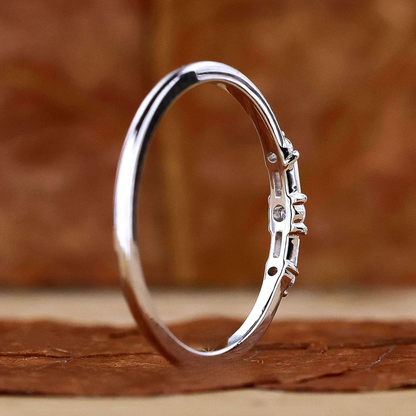 Round and Baguette Cut Lab Grown Diamond Promise Ring