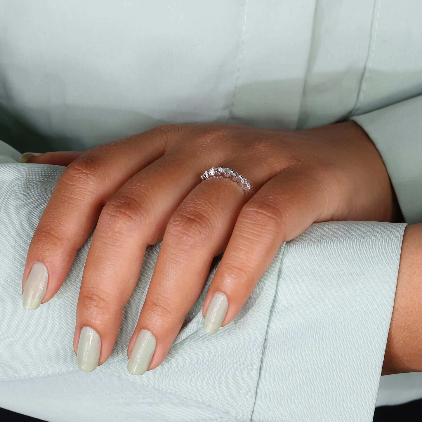 Seven Stone Round Lab Grown Diamond Wedding Band