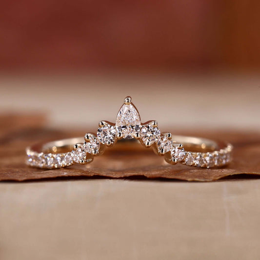 V Shaped Chevron Band, Round Lab Grown Diamond Wedding Band