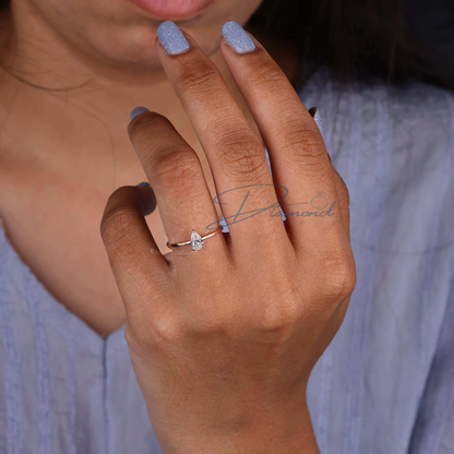 Pear Shaped Lab Grown Diamond Engagement Ring for Women