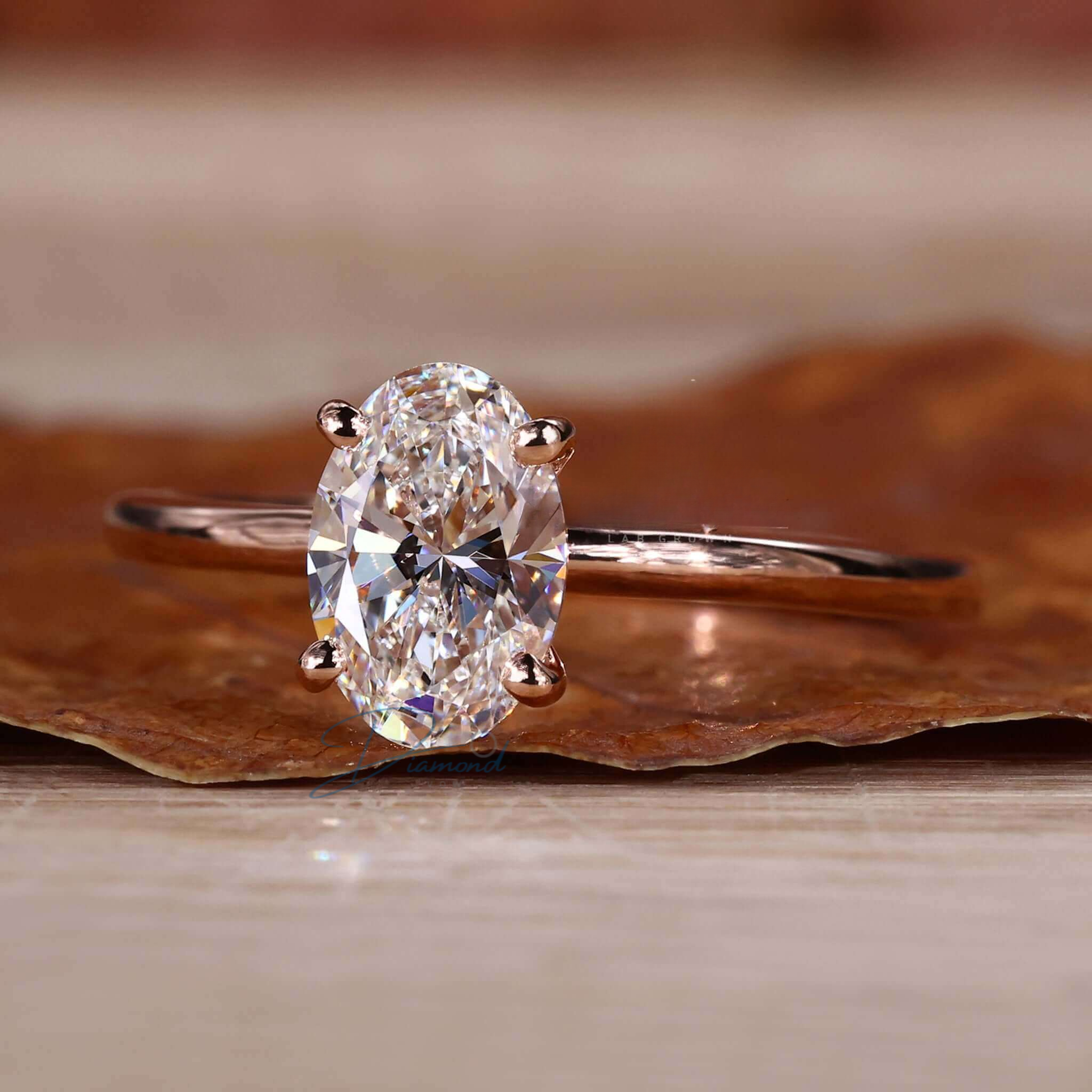 Oval Cut Lab Grown Diamond Solitaire Engagement Ring