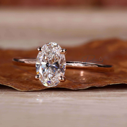 Oval Cut Lab Grown Diamond Solitaire Engagement Ring