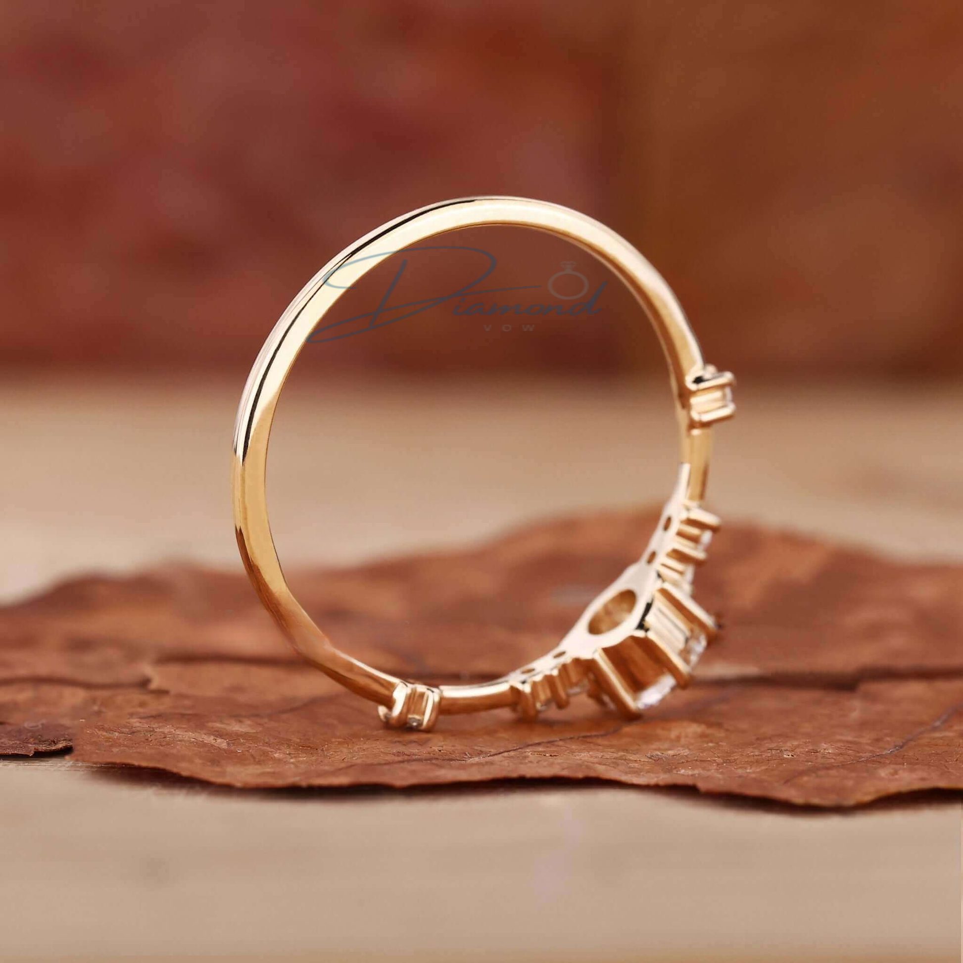 Distance Pave Engagement Ring, Round Lab Grown Diamond Wedding Ring