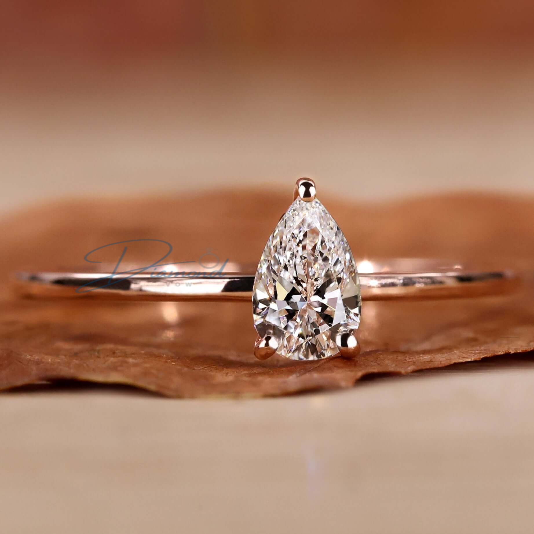 Pear Shaped Lab Grown Diamond Engagement Ring for Women