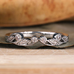 Round Lab Created Diamond Wedding Band, Edwardian Style Band